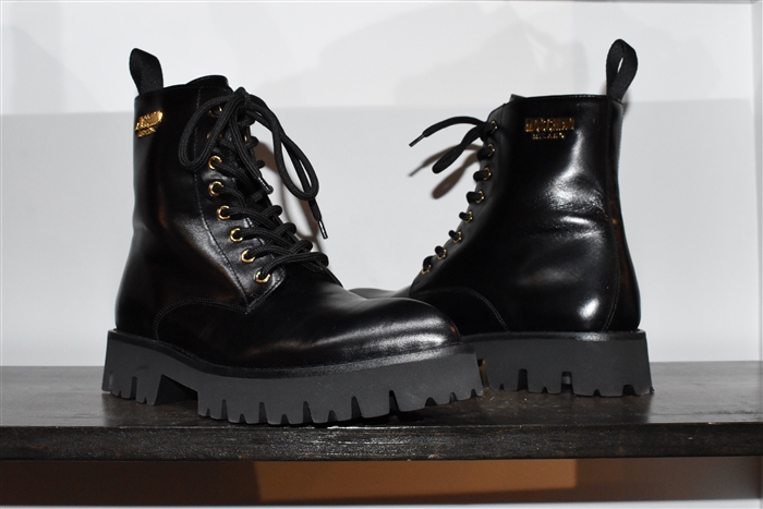 Black Leather Moschino Boots, size 10