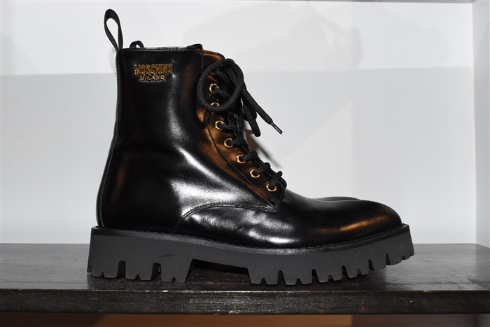 Black Leather Moschino Boots, size 10