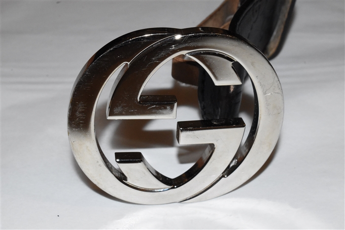 Black Leather Gucci Belt, size XL