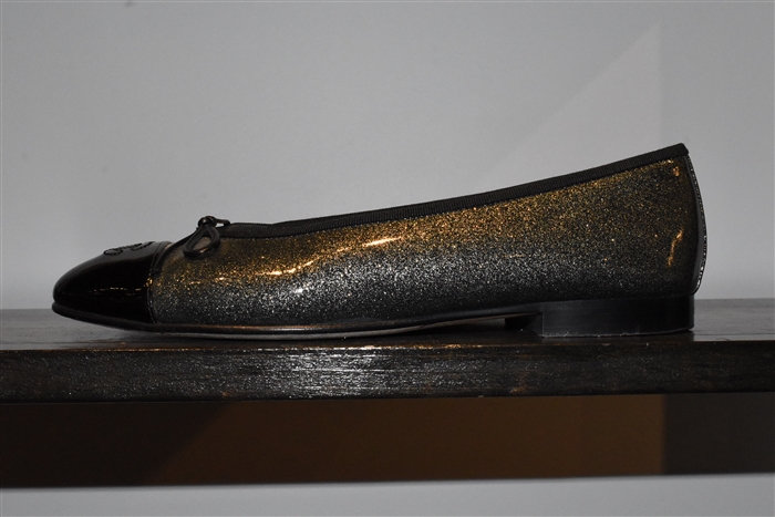 Metallic Silver Chanel Ballet Flats, size 9