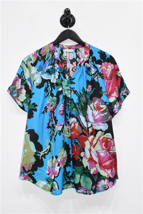 Floral Dries van Noten Short-Sleeved Shirt, size 10