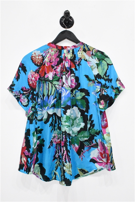 Floral Dries van Noten Short-Sleeved Shirt, size 10