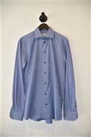 Blue Check Eton Button Shirt, size L