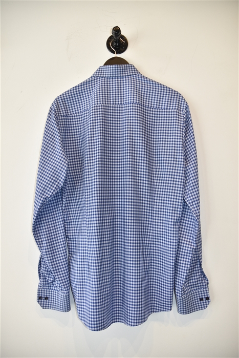 Blue Check Eton Button Shirt, size L