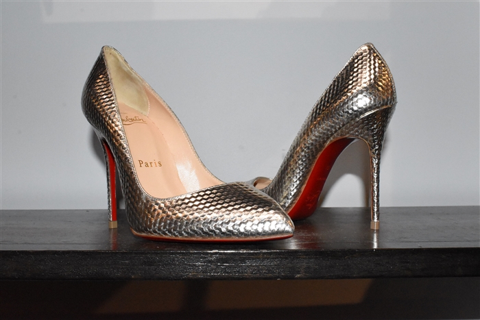 Metallic Silver Christian Louboutin Pumps, size 4