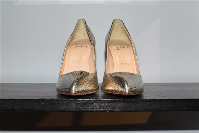 Metallic Silver Christian Louboutin Pumps, size 4