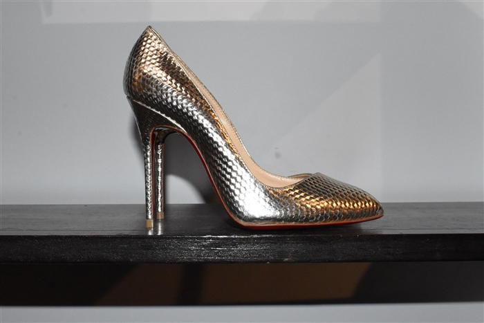 Metallic Silver Christian Louboutin Pumps, size 4