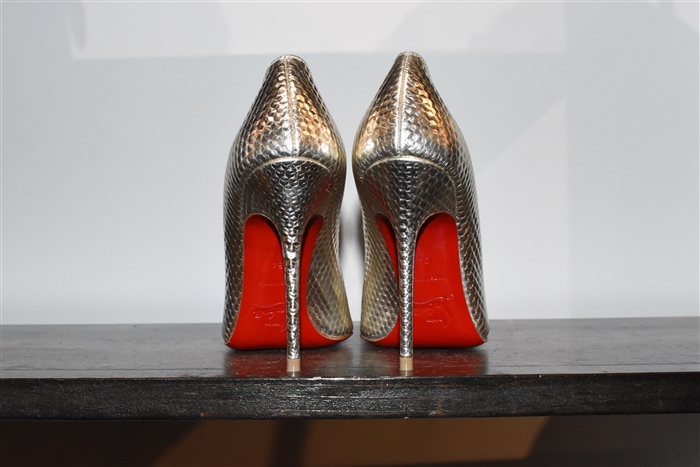 Metallic Silver Christian Louboutin Pumps, size 4