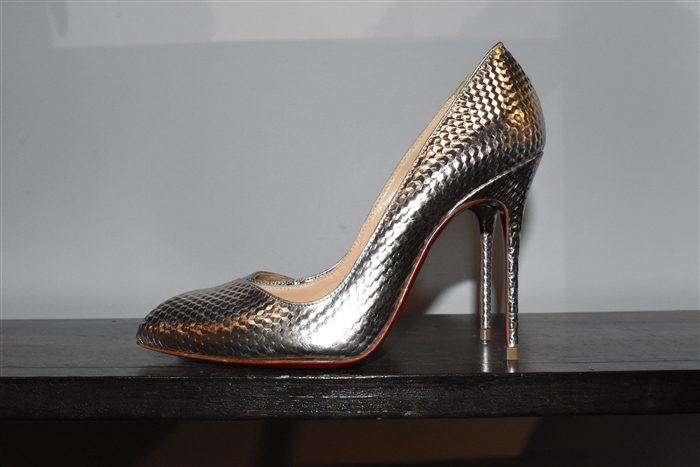 Metallic Silver Christian Louboutin Pumps, size 4