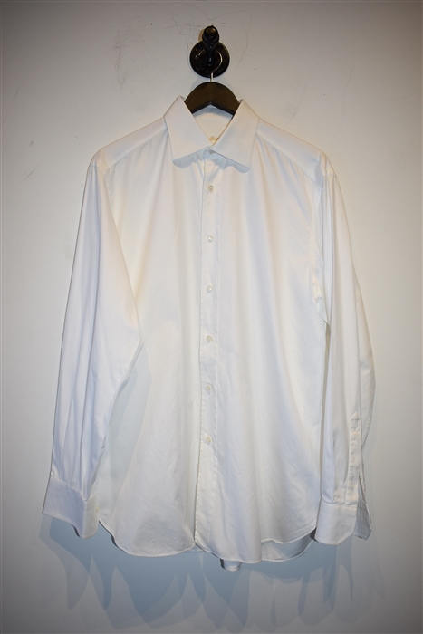 Crisp White Brioni Button Shirt, size M