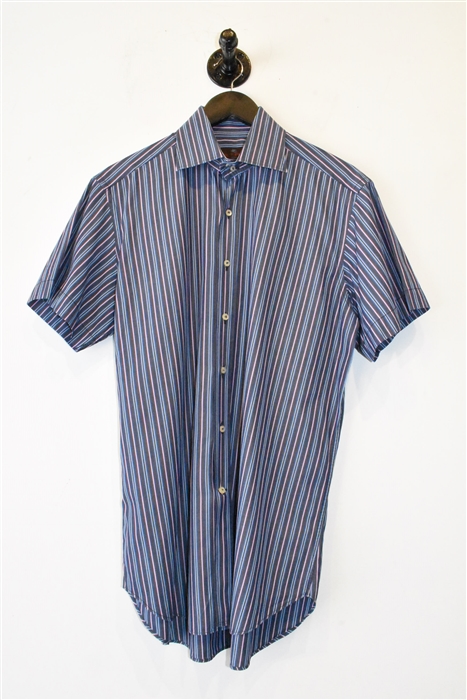 Navy Stripe Etro Short-Sleeved Shirt, size L