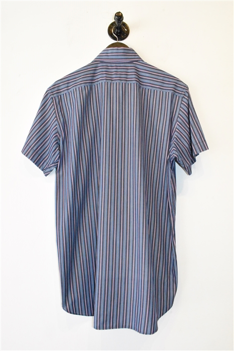 Navy Stripe Etro Short-Sleeved Shirt, size L