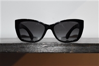 Shiny Black Chanel Sunglasses, size O/S