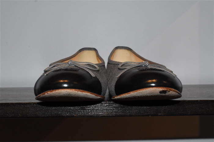 Dark Silver Chanel Ballet Flats, size 9