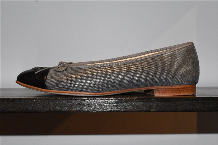 Dark Silver Chanel Ballet Flats, size 9