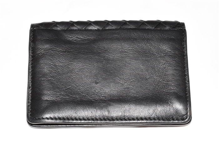 Black Leather Bottega Veneta Card Case, size O/S