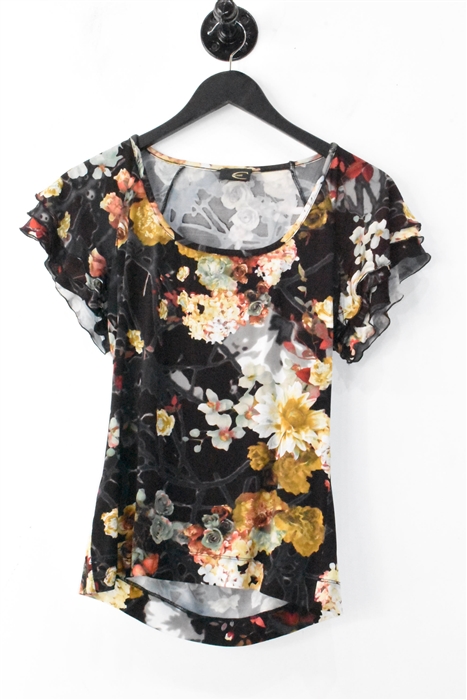 Floral Just Cavalli Short-Sleeved Top, size 8