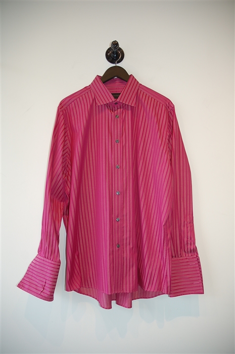 Pink Stripe Duchamp Button Shirt, size 2XL