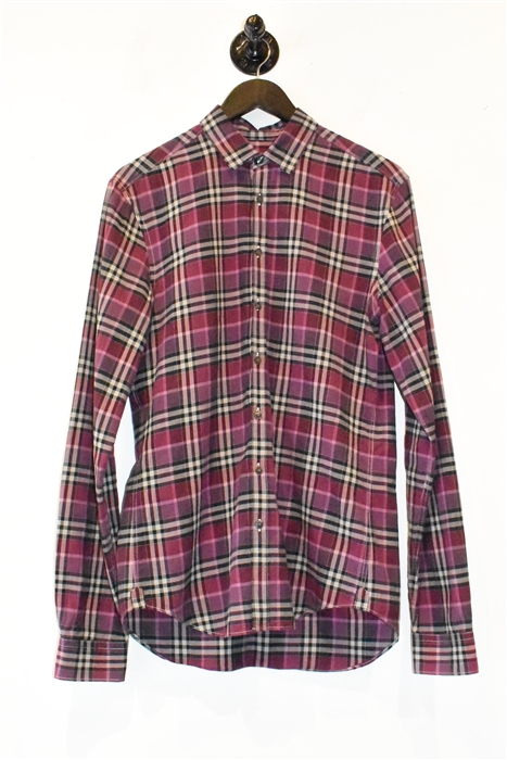 Purple Check Burberry Button Shirt, size S
