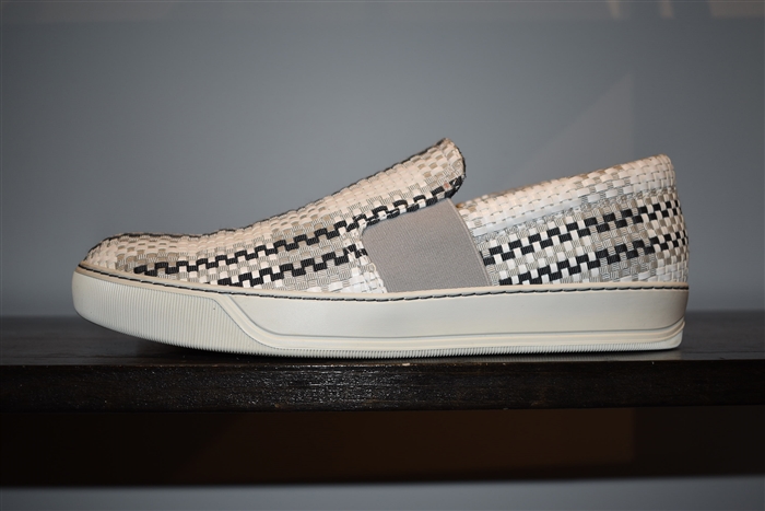 White Check Lanvin Slip-On Sneaker, size 9