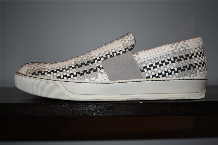 White Check Lanvin Slip-On Sneaker, size 9