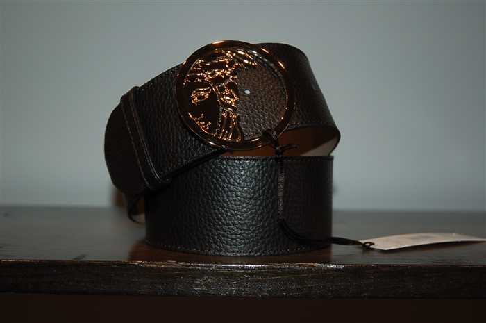 Black Leather Versace Collection Belt, size S