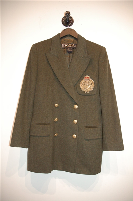 Military Green Escada Cashmere Jacket, size 8