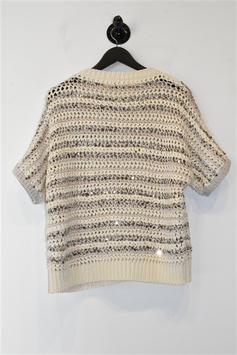 Striped Brunello Cucinelli Short-Sleeved Top, size M