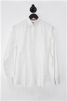 Soft White Burberry Button Shirt, size M