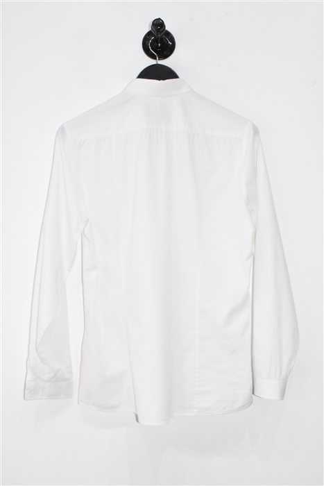 Soft White Burberry Button Shirt, size M