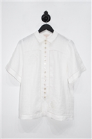 Soft White Rebecca Taylor Short-Sleeved Shirt, size M