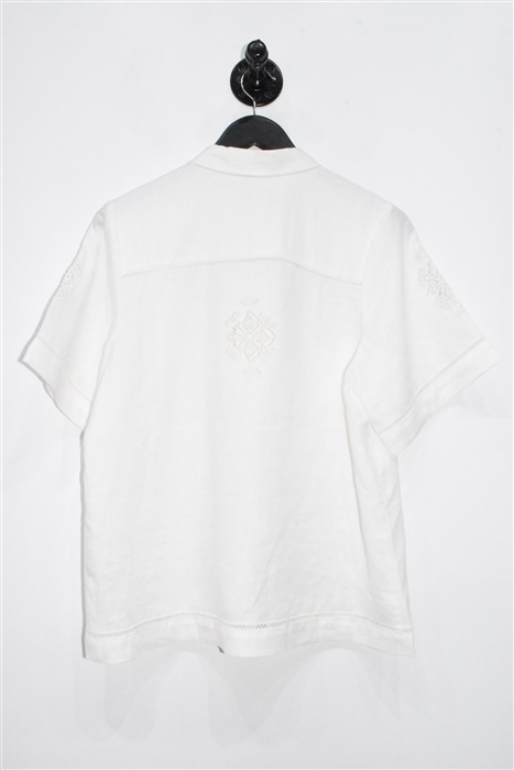 Soft White Rebecca Taylor Short-Sleeved Shirt, size M