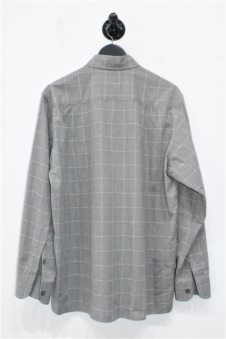 Gray Check Ermenegildo Zegna Button Shirt, size M