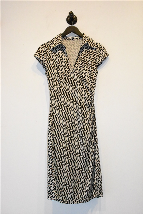 Black & Off-White Diane von Furstenberg Fit & Flare Dress, size 4
