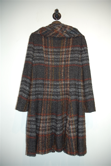 Brown Check See by Chloe A-line Coat, size 6