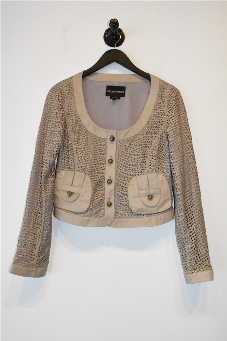 Taupe Emporio Armani Leather Jacket, size 8