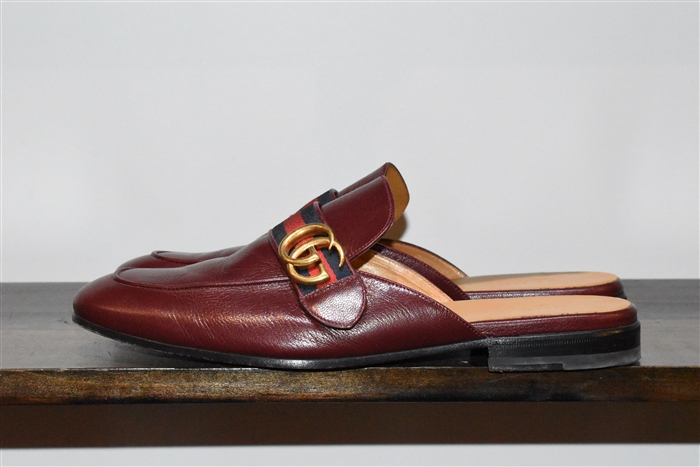 Burgundy Gucci Mules, size 10
