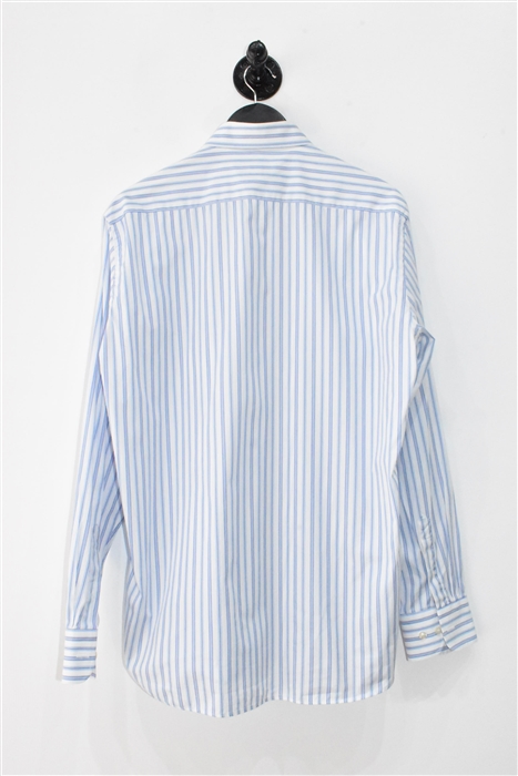 Blue Stripe Paul & Shark Button Shirt, size L