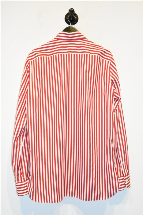 Red & White Isaia Button Shirt, size XL