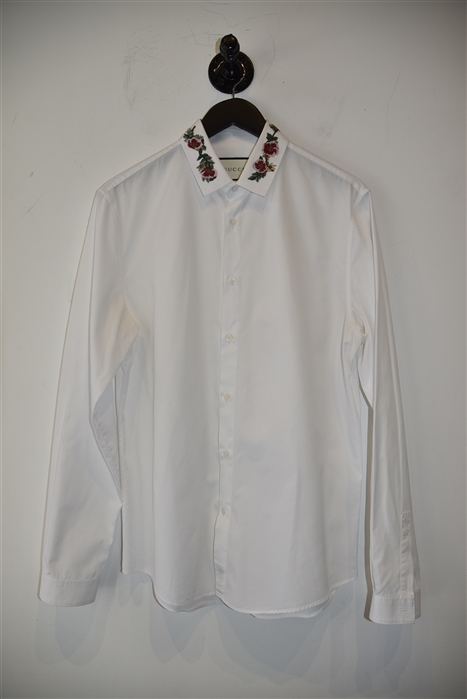 Bright White Gucci Button Shirt, size L