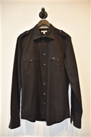 Basic Black Burberry Button Shirt, size XL