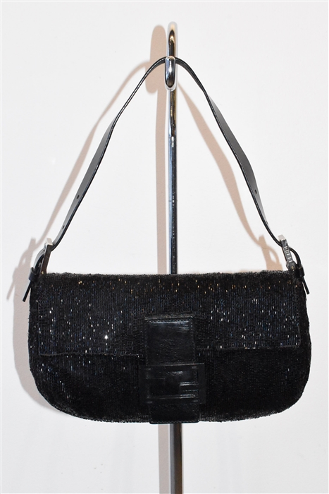 Sparkly Black Fendi Shoulder Bag, size S