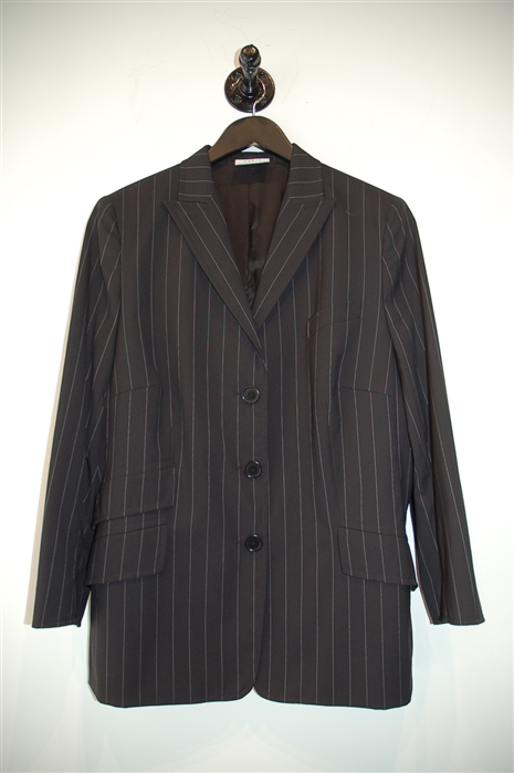 Black Pinstripe Akris - Punto Long Blazer, size 14