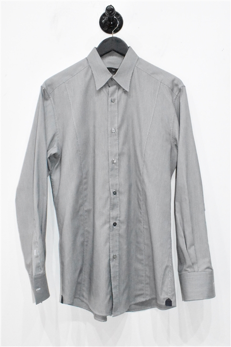 Gray Stripe Z Zegna Button Shirt, size S