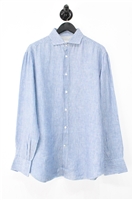 Blue Stripe Brunello Cucinelli Button Shirt, size XL