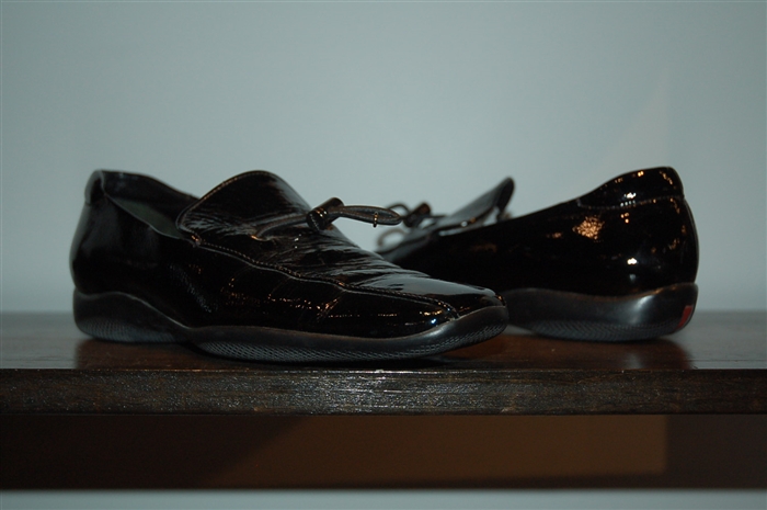 Black Patent Prada Slip-On, size 8