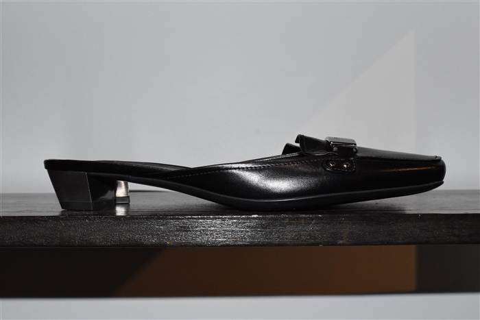 Black Leather Prada Mules, size 10
