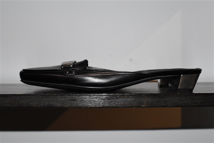 Black Leather Prada Mules, size 10