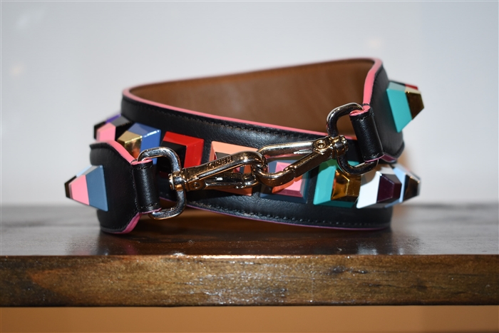 Black Leather Fendi Shoulder Strap, size O/S
