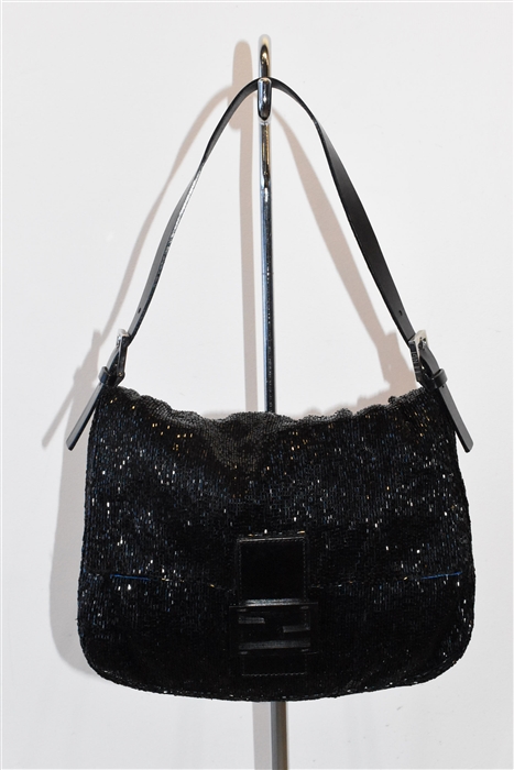 Sparkly Black Fendi Shoulder Bag, size M